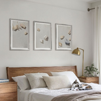 Triptykon billeder med ramme Boho sten stranddekorationer