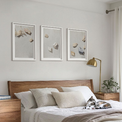 Triptykon billeder med ramme Boho sten stranddekorationer