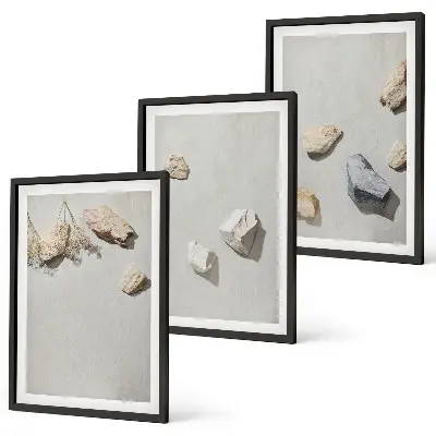 Triptykon med boho sten- og strandmotiv billeder med ramme