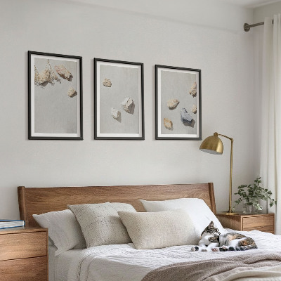 Triptykon billeder med ramme Boho sten stranddekorationer