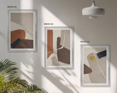 Abstrakt boho-maleri billedsæt til soveværelset