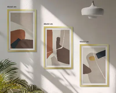 Abstrakt boho-maleri billedsæt til soveværelset