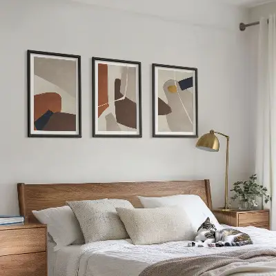 Abstrakt boho-maleri billedsæt til soveværelset