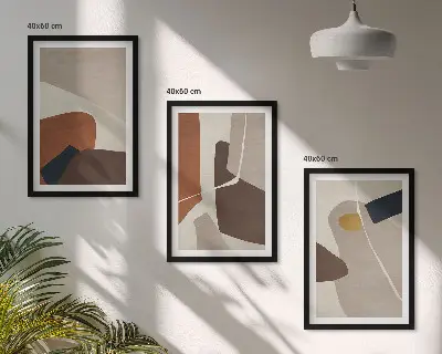 Abstrakt boho-maleri billedsæt til soveværelset