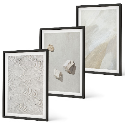 Triptykon billeder med ramme Moderne maling af sandsten