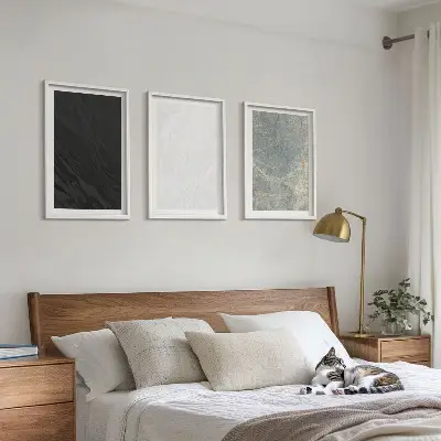 Triptykon med stenstruktur billeder med ramme i elegante farver