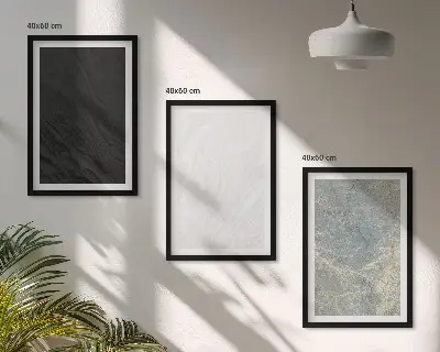 Triptykon med stenstruktur billeder med ramme i elegante farver