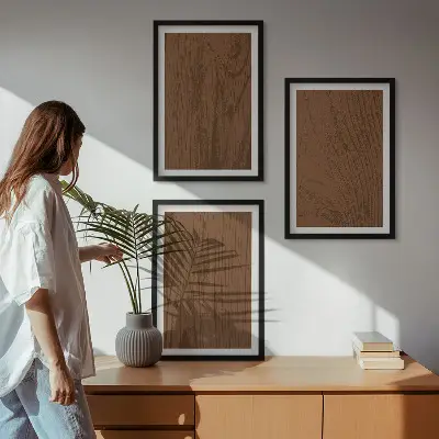 Billedsæt til soveværelset med minimalistisk motiv af træbark