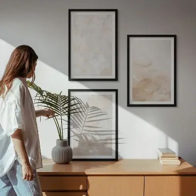 Billedvæg med pastelfarvede teksturer moderigtige grafiske motiver