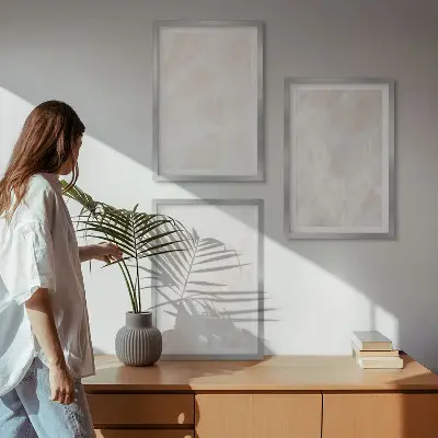 Triptykon med ramme motivet strukturen af elegant marmor
