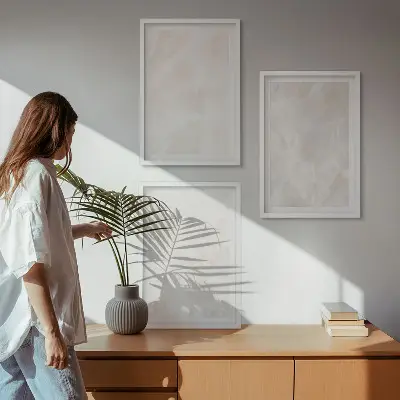 Triptykon med ramme motivet strukturen af elegant marmor