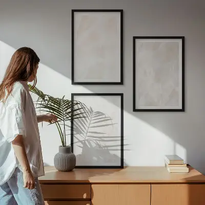 Triptykon med ramme motivet strukturen af elegant marmor