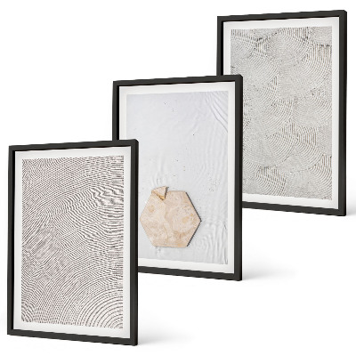 Triptykon billeder med ramme Lyse boho sandteksturer