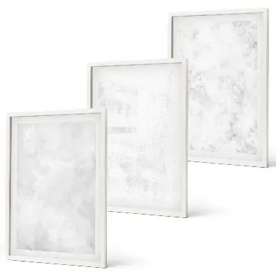Billedvæg inspiration hvid minimalistisk baggrund med pletter