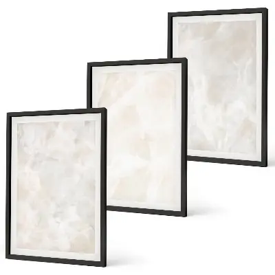 Triptykon med marmormotiv pastelfarvede strukturer med ramme