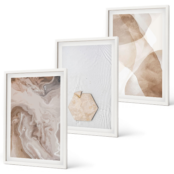 Triptykon billeder med ramme Designerabstraktion af naturen