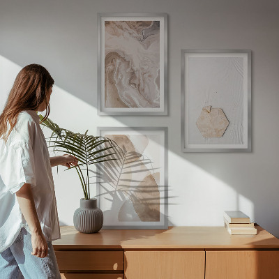 Triptykon billeder med ramme Designerabstraktion af naturen