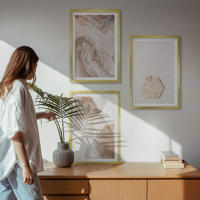 Triptykon billeder med ramme Designerabstraktion af naturen