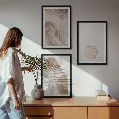 Triptykon billeder med ramme Designerabstraktion af naturen