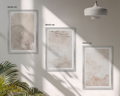 Triptykon billeder med ramme Spildte boho akvarelmaling