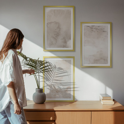 Triptykon billeder med ramme Spildte boho akvarelmaling