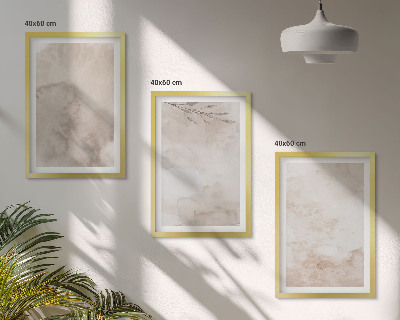 Triptykon billeder med ramme Spildte boho akvarelmaling