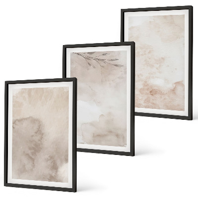 Triptykon billeder med ramme Spildte boho akvarelmaling