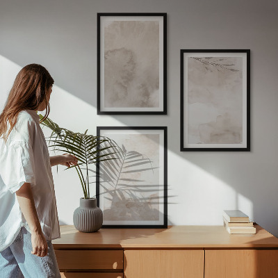 Triptykon billeder med ramme Spildte boho akvarelmaling
