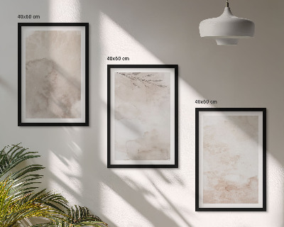 Triptykon billeder med ramme Spildte boho akvarelmaling