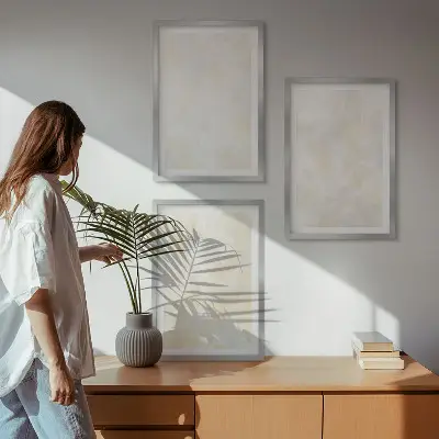 Billedsæt til soveværelset lyst maleri med tekstureret design