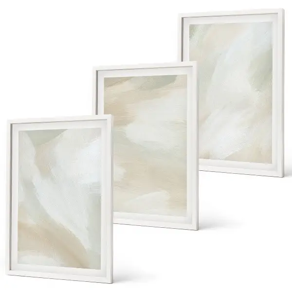 Triptykon med teksturmaleri i minimalistisk stil billeder med ramme