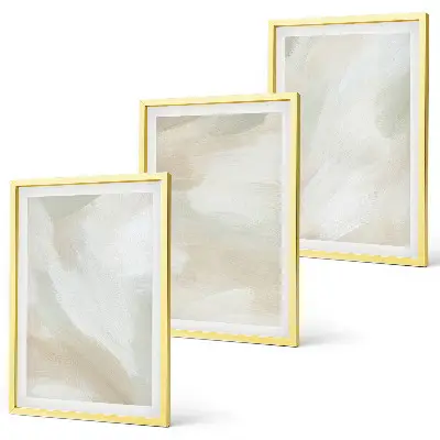 Triptykon med teksturmaleri i minimalistisk stil billeder med ramme
