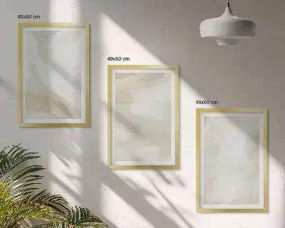 Triptykon med teksturmaleri i minimalistisk stil billeder med ramme