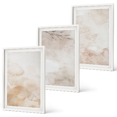 Triptykon billeder med ramme Akvarel pastelblade