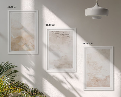 Triptykon billeder med ramme Akvarel pastelblade