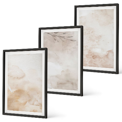 Triptykon billeder med ramme Akvarel pastelblade