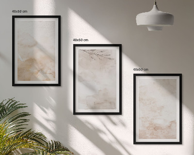 Triptykon billeder med ramme Akvarel pastelblade