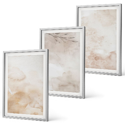 Triptykon billeder med ramme Akvarel pastelblade