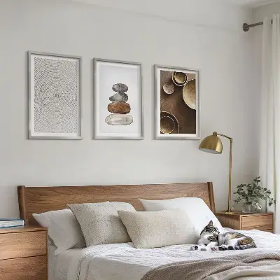 Triptykon med moderne kunstteksturer indrammet billede