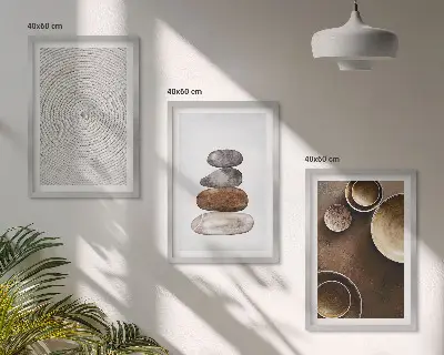 Triptykon med moderne kunstteksturer indrammet billede