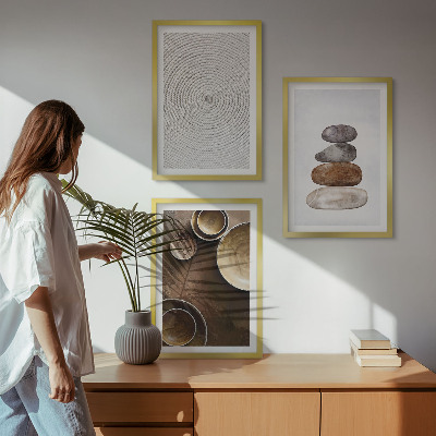 Triptykon billeder med ramme Teksturer i moderne kunst