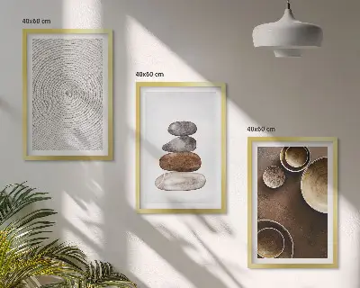 Triptykon med moderne kunstteksturer indrammet billede