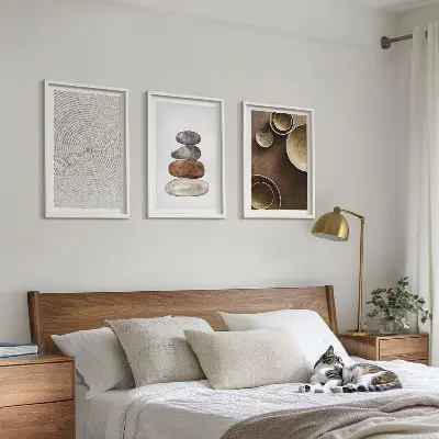 Triptykon med moderne kunstteksturer indrammet billede