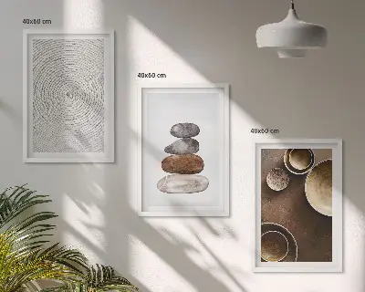 Triptykon med moderne kunstteksturer indrammet billede
