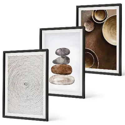 Triptykon med moderne kunstteksturer indrammet billede