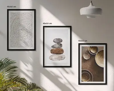 Triptykon med moderne kunstteksturer indrammet billede