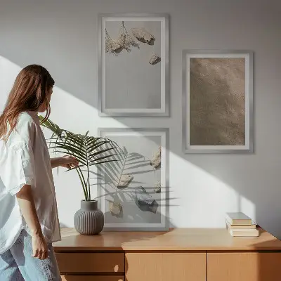 Billedsæt til soveværelset med motiv af naturlige stenstrandsstrukturer