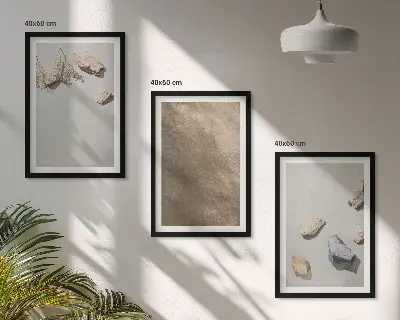Billedsæt til soveværelset med motiv af naturlige stenstrandsstrukturer