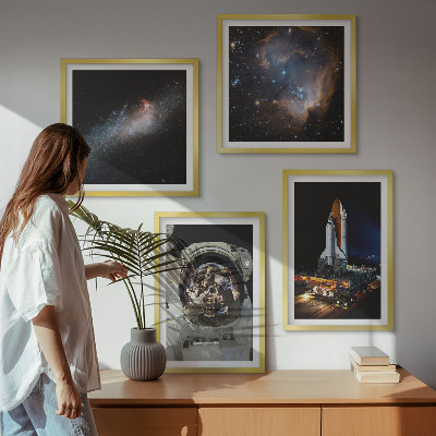 Billedvæg over sofa Astronauter lander på Månen