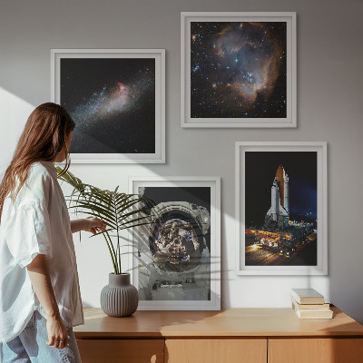 Billedvæg over sofa Astronauter lander på Månen